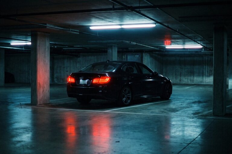 Executive sedan in a basement car park